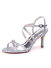 Hochzeitsschuhe Silber Pailletten Stoffschnalle Open Toe Stiletto Heel Brautschuhe
