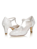 Hochzeitsschuhe T-Typ Elfenbein Satin Kätzchen Ferse Brautschuhe
