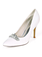 Hochzeitsschuhe Weiß Pailletten Stoff Strass Spitzschuh Stiletto Heel Brautschuhe