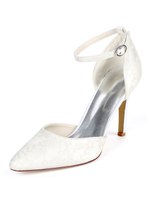 Hochzeitsschuhe Weiße Spitze Spitzschuh Pfennigabsatz Dorsay Brautschuhe