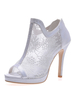 Hochzeitsschuhe White Lace Open Toe Pfennigabsatz Booties Brautschuhe