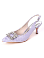 Hochzeitsschuhe White Lace Strasssteine Pointed Toe Stiletto Heel Brautschuhe