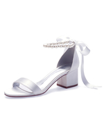 Hochzeitsschuhe White Satin Bows Pointed Toe Back Spitze Bogen Brautschuhe