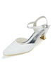 Hochzeitsschuhe White Satin Buckle Square Toe Chunky Heel Brautschuhe