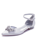 Hochzeitsschuhe White Satin Rhinestones Pointed Toe Flache Brautschuhe