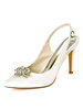 Hochzeitsschuhe White Satin Rhinestones Pointed Toe Stiletto Heel Brautschuhe