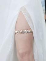 Hochzeitsstrumpfband für die Braut Blond Stretch Crêpe Crystal Wedding Strumpfbänder