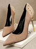 Hohe Absatz Spitzschuh Stiletto Nieten Chic Veloursleder Studed Pumps