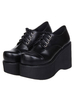 Hohe Qualität schnüren sich oben schwarzes PU-Leder-Plattform Lolita Schuhe in Schwarz