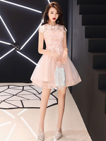 Homecoming Kleider Cameo Pink Short Abendkleid Spitze Tüll A Line Graduation Dress