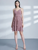 Homecoming Kleider Short Chiffon Cameo Pink Abendkleid Plissee Rüschen Straps Party Dress