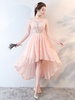 Homecoming Kleider Spitze High Low Cocktailkleid Pfirsich Perlen Keyhole Formal Party Kleid Abschlusskleider