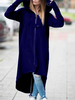 Hoodie für Frau Blau Langarm Polyester High Low Irregular Hooded Sweatshirt