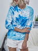 Hoodie für Frau Blau Langarm Tie Dye Polyester Casual Sweatshirt