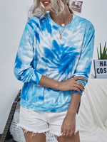 Hoodie für Frau Blau Langarm Tie Dye Polyester Casual Sweatshirt