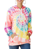 Hoodie für Frau Gelb Langarm Tie Dye Polyester Color Block Kapuzenpullover