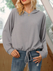 Hoodie für Frau Grau Langarm Baumwollmischung Kordelzug Kapuzenpullover