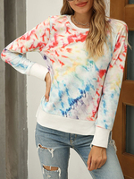 Hoodie für Frau Weiß Langarm Tie Dye Cotton Hooded Sweatshirt