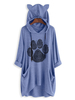 Hoodie Für Frauen-Blau 3/4 Arm Printed Katze-Ohr-T-Shirt