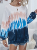 Hoodie für Frauen Blau Langarm Bedrucktes Polyester Baumwollmischung Tie Dye Hooded Sweatshirt