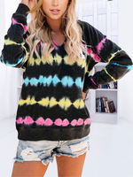 Hoodie für Frauen Blau Langarm Tie Dye Kordelzug Polyester Hooded Sweatshirt