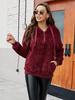 Hoodie für Frauen Burgund Lange Ärmel Taschen Polyester Kapuzen-Sweatshirt