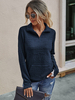 Hoodie für Frauen Dark Navy Langarm Taschen Kapuzenpullover