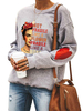 Hoodie für Frauen Grau Langarm Letter Printed Polyester Hooded Sweatshirt
