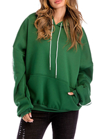 Hoodie für Frauen Grün Langarm Drawstring Hooded Sweatshirt mit Taschen