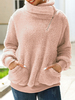 Hoodie für Frauen Langarm Hoher Kragen Reißverschluss Kunstpelz Pink Winter Hoddie