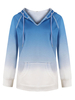 Hoodie für Frauen Ombre Blue Langarm Drawstring Hooded Sweatshirt mit Taschen