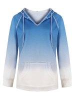 Hoodie für Frauen Ombre Blue Langarm Drawstring Hooded Sweatshirt mit Taschen