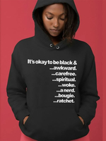 Hoodie für Frauen Schwarz Langarm Bedrucktes Polyester Hooded Sweatshirt