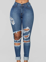Hose Blaue Denim-Hose mit hohem Bund
