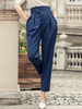 Hose Deep Blue Plissee Polyester Layered Raised Waist Hose
