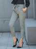 Hose Grau Polyester Raised Waist Plaid Pattern Tapered Fit Hose