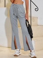 Hose Hellgraue Hose aus Polyester mit erhöhter Taille