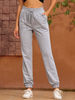 Hose Hellgraue Hose aus Polyester mit erhöhter Taille