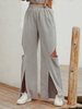Hose Hellgraue Hose aus Polyester mit erhöhter Taille