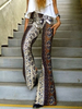 Hose Hose mit kaffeebraunem Polyester-Raised-Waist-Blumendruck