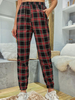Hose Red Polyester Raised Waist Checkerboard Pattern Hose