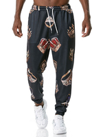 Hosen für Männer Crown Printed No Waistline Gerade Jogginghose Schwarze Herrenhose