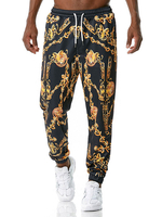 Hosen für Männer Gedruckt Keine Taille Gerade Jogginghose Schwarze Casual Herrenhose