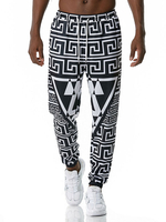 Hosen für Männer Gedruckt Keine Taille Gerade Jogginghose Schwarze Casual Herrenhose