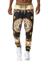 Hosen für Männer Gedruckt Keine Taille Gerade Jogginghose Schwarze Herrenhose