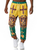 Hosen für Männer gedruckt ohne Taille gerade Jogginghose Casual Green Pants