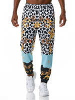 Hosen für Männer Leopard Printed No Waistline Straight Sweatpants Schwarze Herrenhose