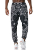 Hosen für Männer Paisley No Waistline Straight Jogginghose Black Casual Printed Herrenhose