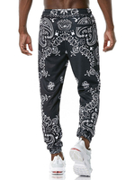 Hosen für Männer Paisley No Waistline Straight Jogginghose Black Casual Printed Herrenhose