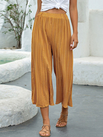 Hosen Gelbe Plissee Polyester Layered Polka Dot Wide Hose